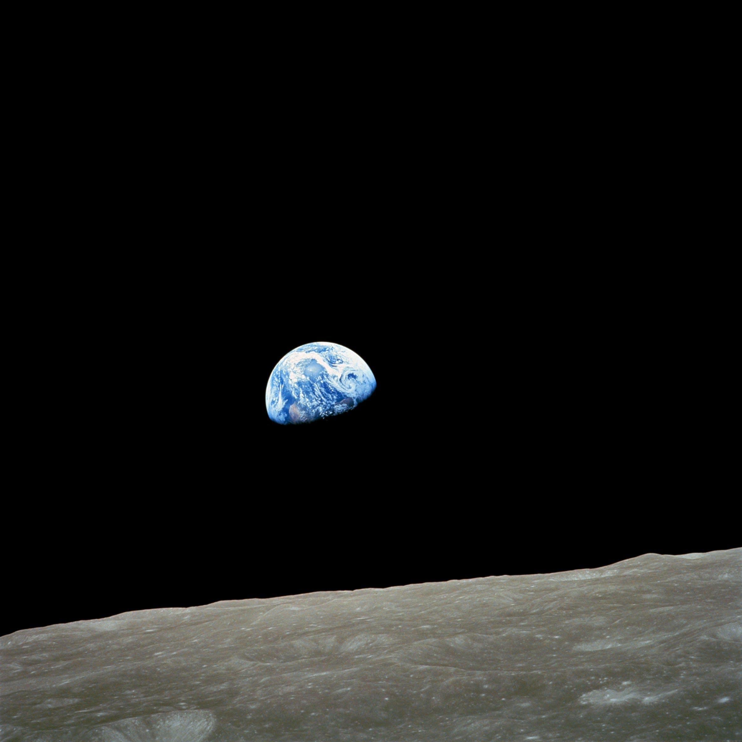 A photograph of Earth taken from the moon